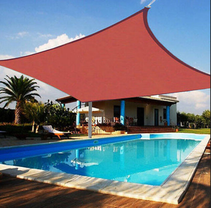 HDPE Material Triangle Outdoor Garden Red Shade Sails 
